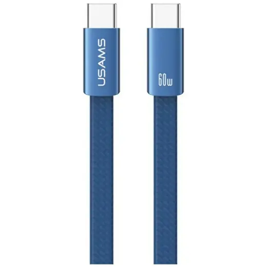 USAMS U96 andmeedastus- ja laadimiskaabel | USB-C kuni USB-C | 60W | 1.2m | sinine