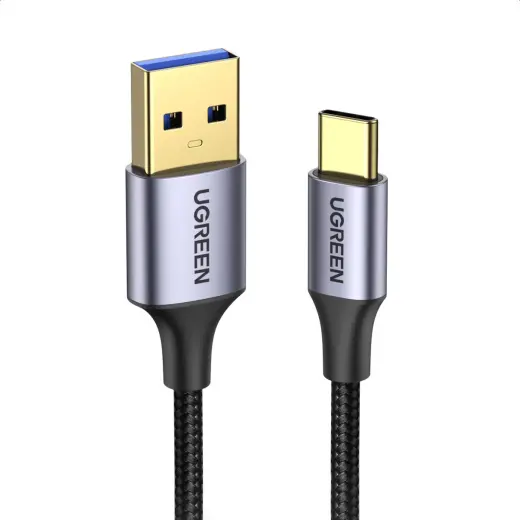 Ugreen US187 USB3.0 A|M to USB-C|M 2M Cable with Dark Gray Aluminum Sheath Black