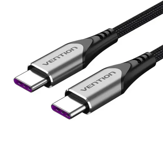Vention TAEHF datu pārraides un uzlādes vads | USB-C uz USB-C | 100W | 1m | melns