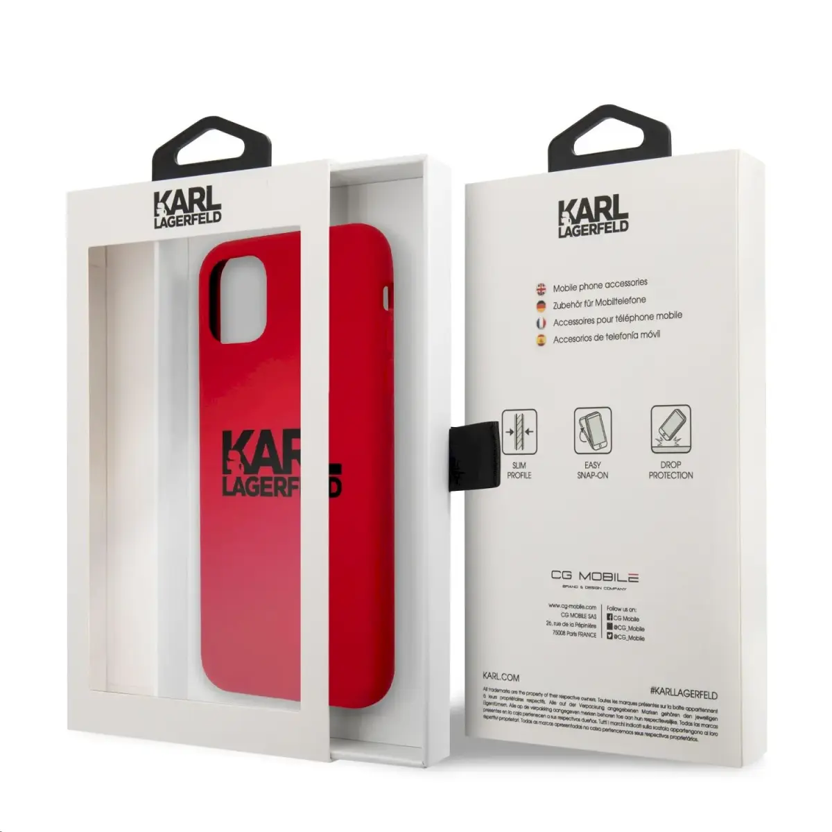 KLHCN61SLKLRE Karl Lagerfeld Stack Black Logo Silicone Case for iPhone 11 Red