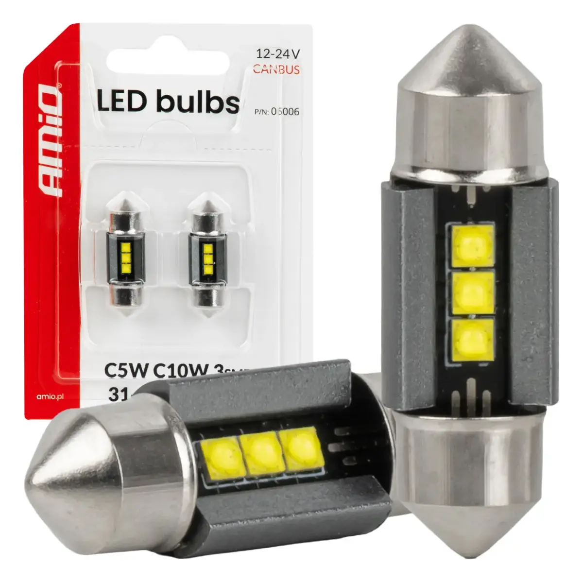LED bulbs CANBUS 31mm 2525 3SMD White 12/24V AMIO-05006