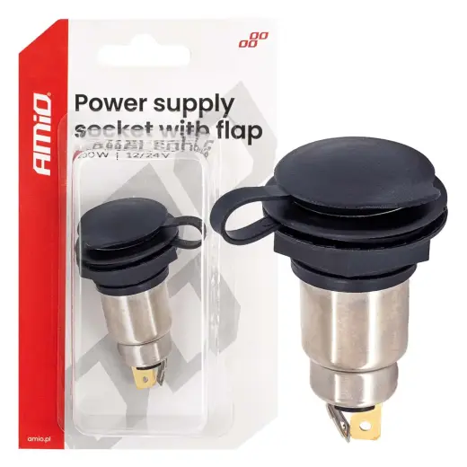 Power supply socket with flap 250W 12V 24V AMIO-04462