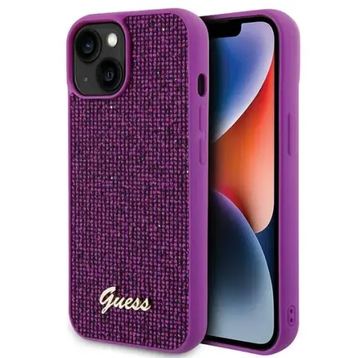 Guess GUHCP15SPMSDGSF iPhone 15 | 14 | 13 6.1" fuksja|fuschia hardcase Disco Metal Script
