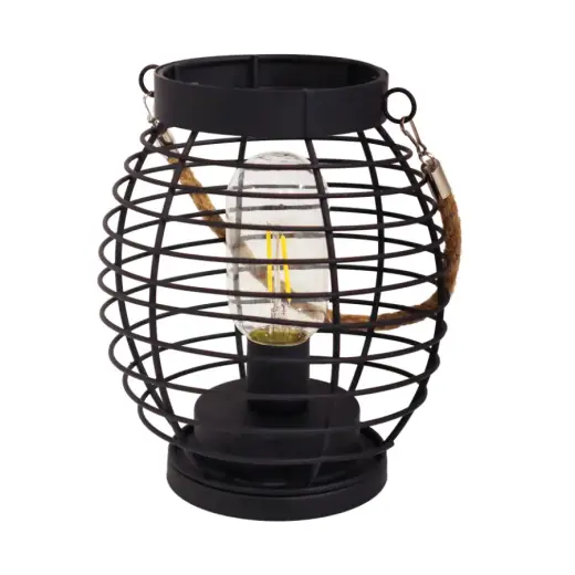 Garden Lantern with LED on batteries, 18x18x19cm, black