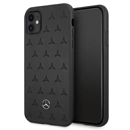 Mercedes MEHCN61PSQBK iPhone 11 6,1" | Xr czarny|black hardcase Leather Stars Pattern