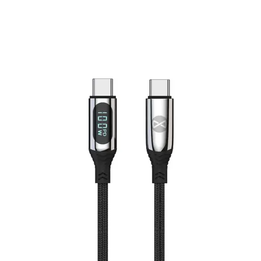 Forever data transfer and charging cable | USB-C to USB-C | 100W | with LED display | 1m | black