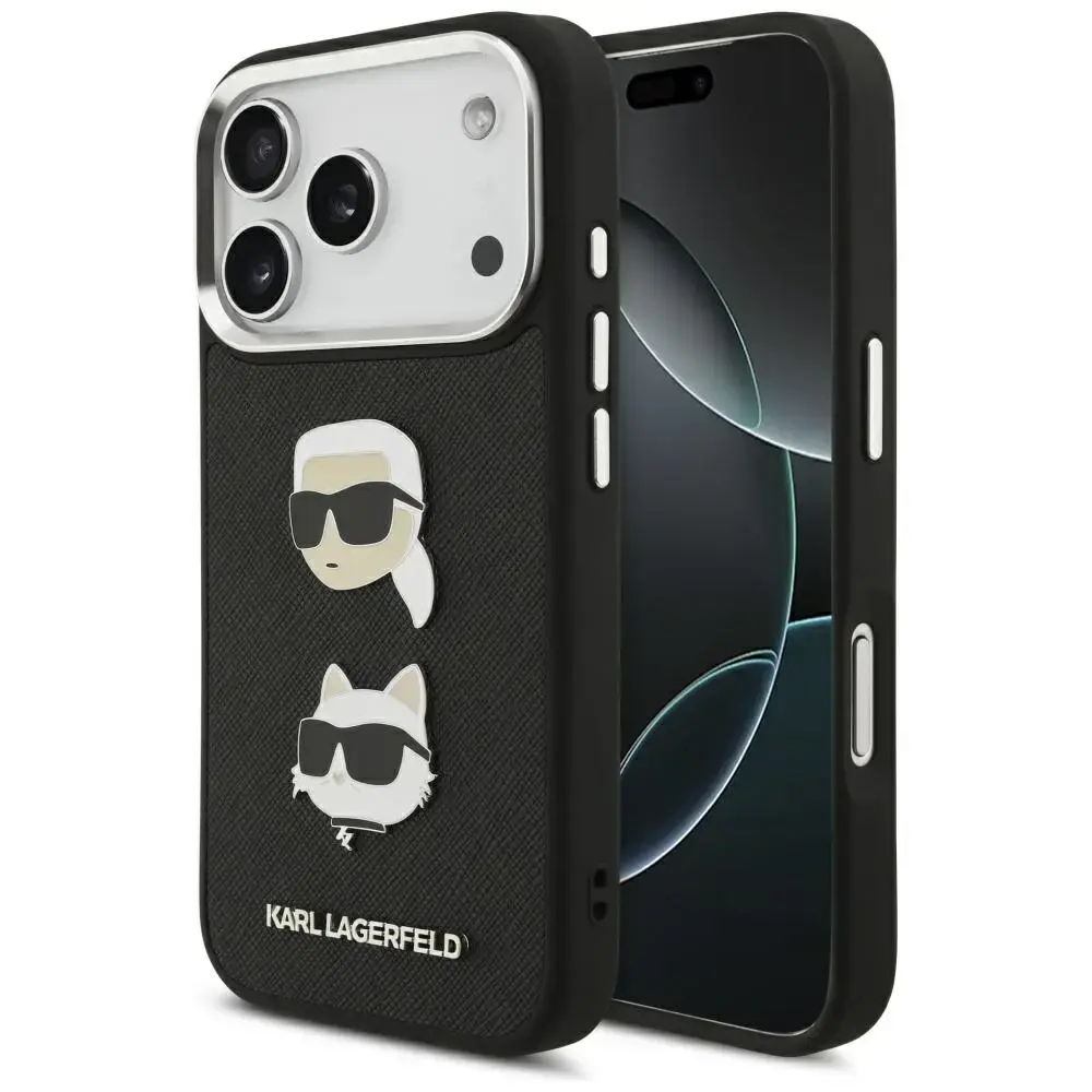 Karl Lagerfeld FW Grained maciņš telefonam iPhone 17 Pro melns