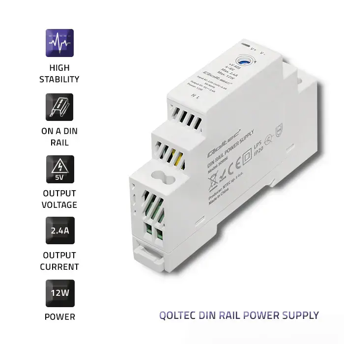 Qoltec DIN rail power supply | 12W | 5V | 2.4A