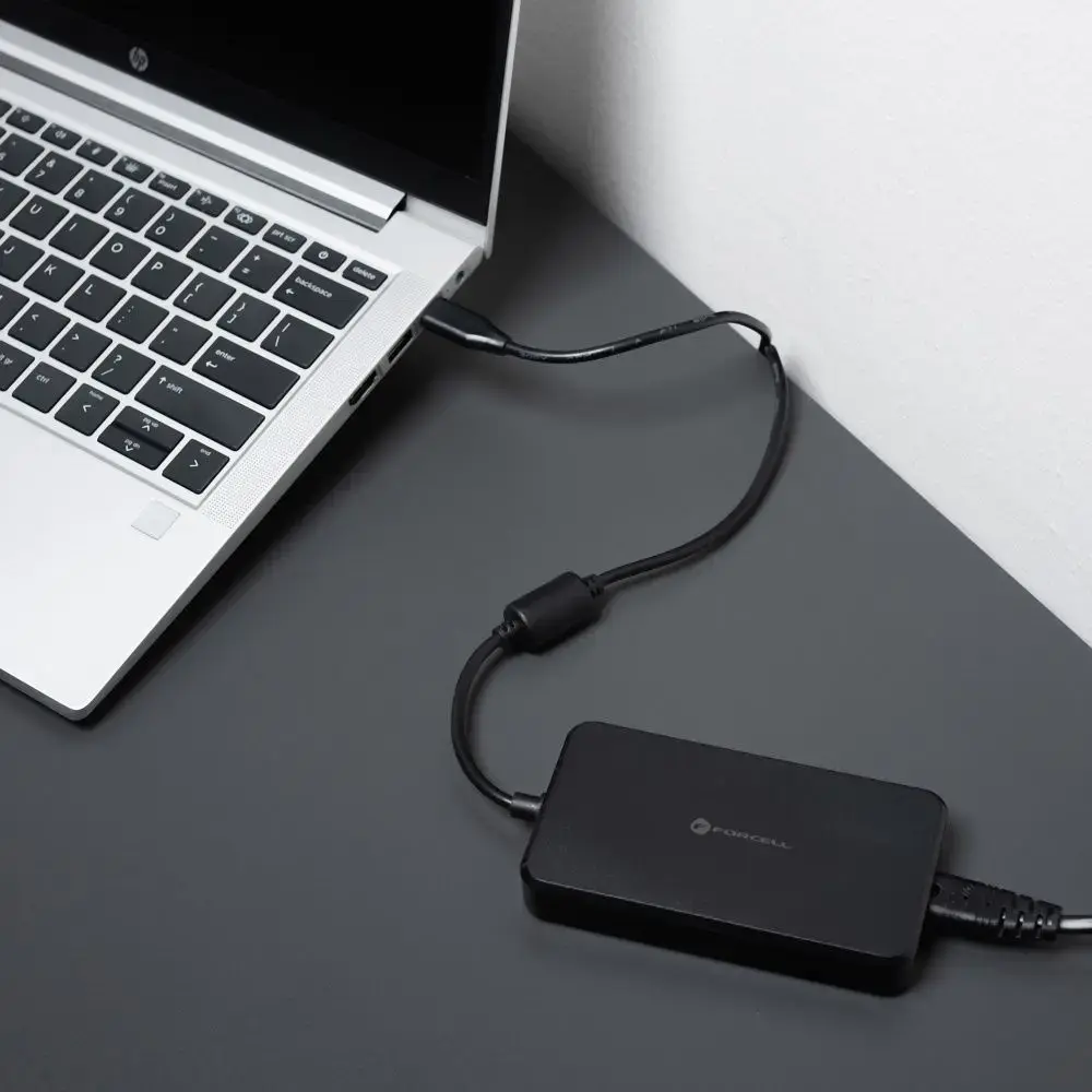 FORCELL F-ENERGY E856 uniwersal laptop charger 90W (6 adaptors) - czarny