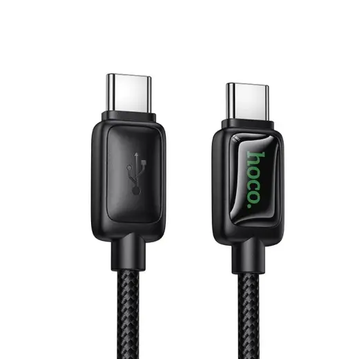HOCO U146 datu pārraides un uzlādes vads | USB-C uz USB-C | PD, QC 3.0 | 60W | ar LED ekrānu | 1.2m | melns