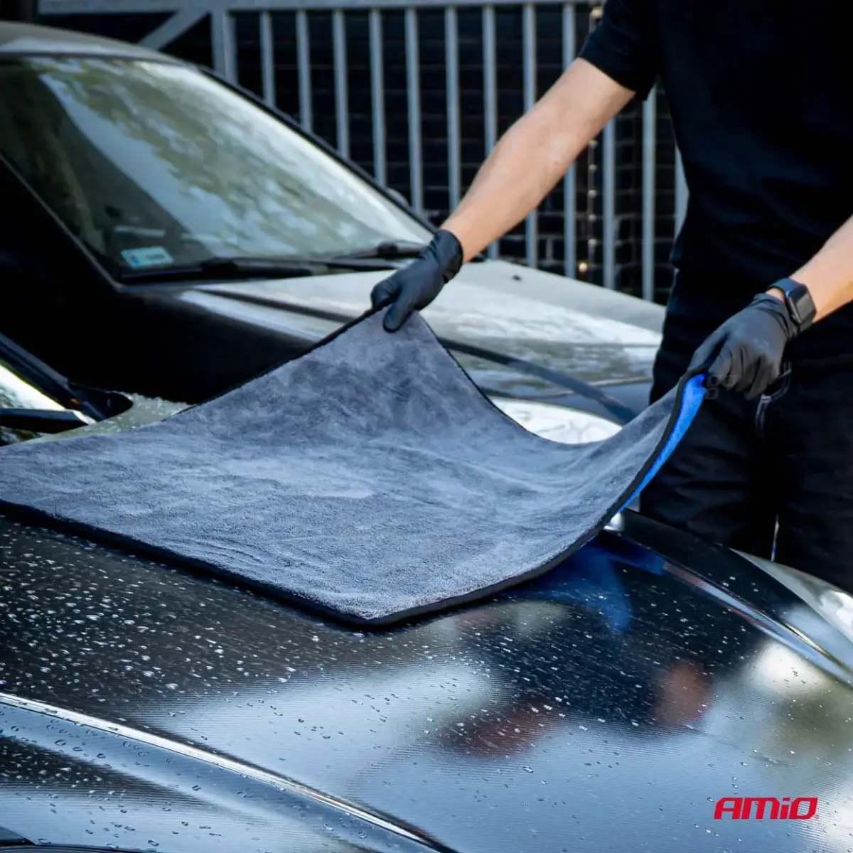 Microfiber glove and drying towel 94/800gsm 20x26/60x90cm AMIO-04489