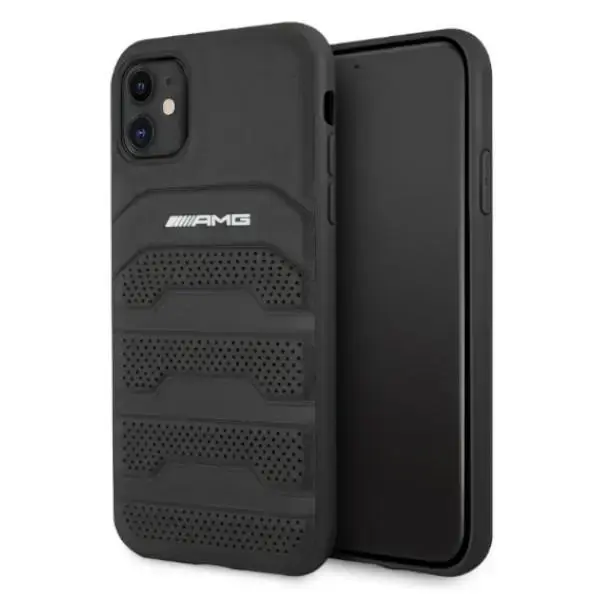 AMG AMHCN61GSEBK iPhone 11 6,1" czarny|black hardcase Leather Debossed Lines