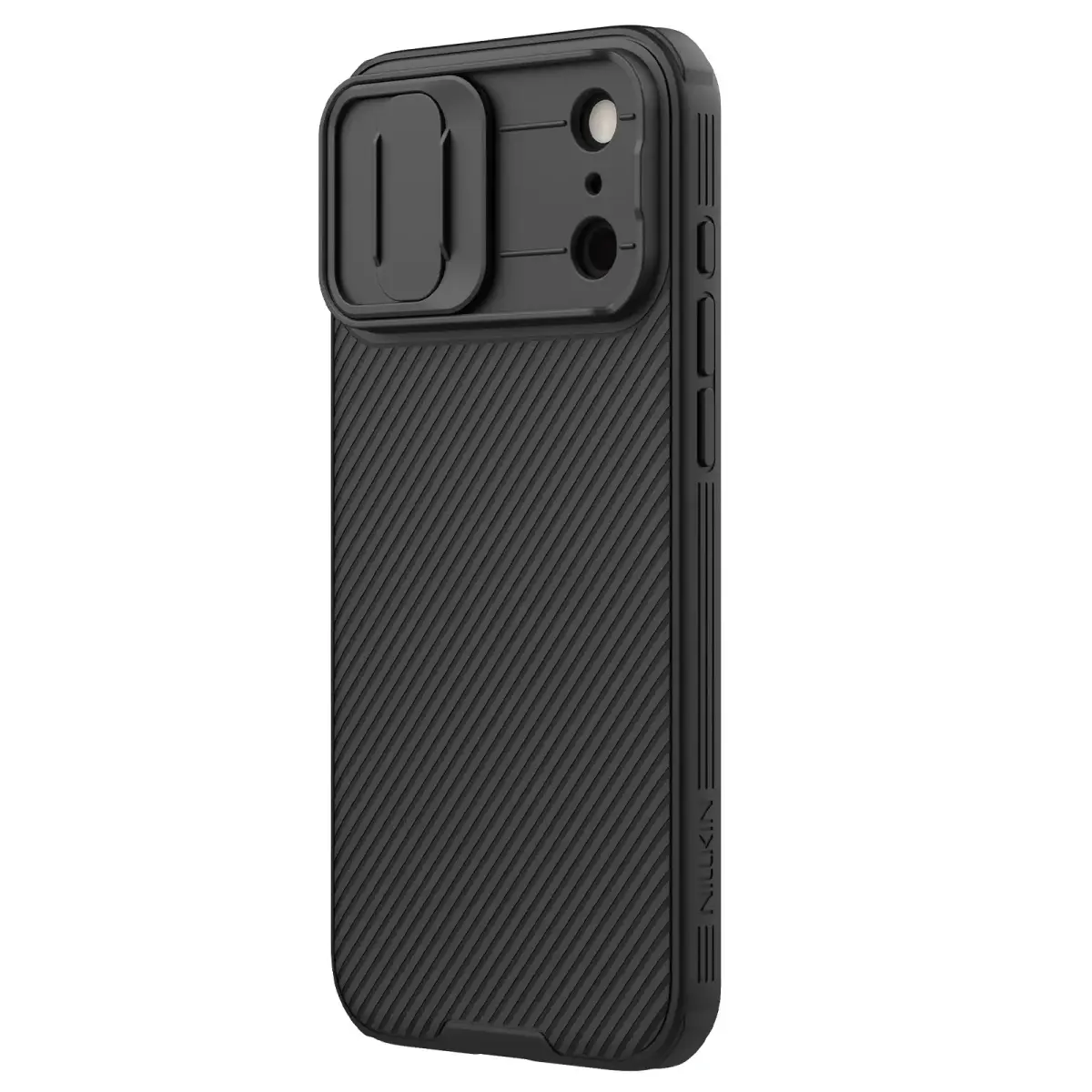 Nillkin CamShield PRO maciņš telefonam iPhone 17 Pro Max melns (ar kameras aizsargu)
