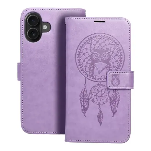 MEZZO dreamcatcher knyginio tipo telefono dėklas iPhone 16 Plus violetinis