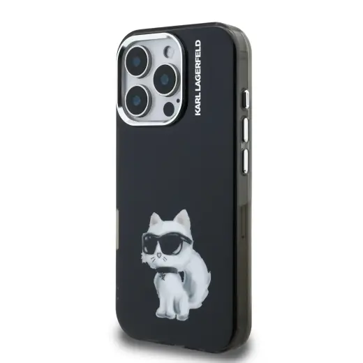 Karl Lagerfeld IML Aquarelle Choupette Case for iPhone 16 Pro Black