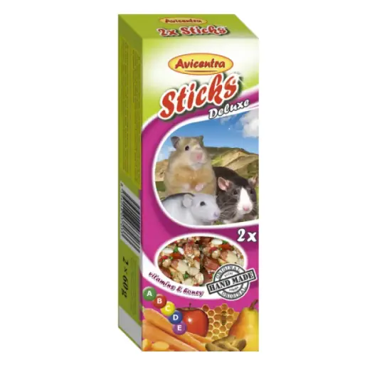 Papildbarība grauzējiem – Avicentra Sticks honey for small rodents, 2x60g