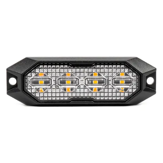 Slim Amber Grill Mount Flash Light 4x3W LED R65 R10 12/24V IP6K9K AMIO-03929
