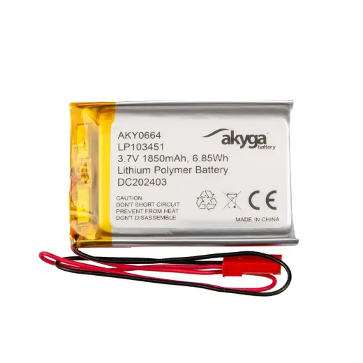 Lithium Polymer Battery Akyga AKY0664 LP103451 Li-Po 3.7V|1850mAh PCM JST 2.54 2-Pin Connector 150mm