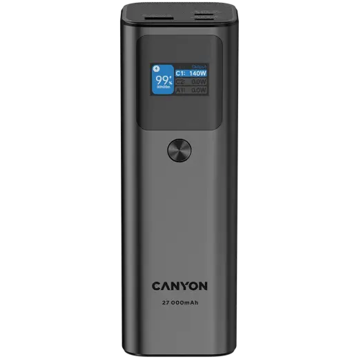 CANYON power bank PB-2010 TFT 27000 mAh 97.2Wh PD140W QC 3.0 Dark Grey