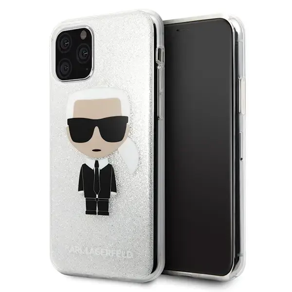 Karl Lagerfeld KLHCN58TPUTRIKSL iPhone11 Pro silver Glitter Ikonik Karl
