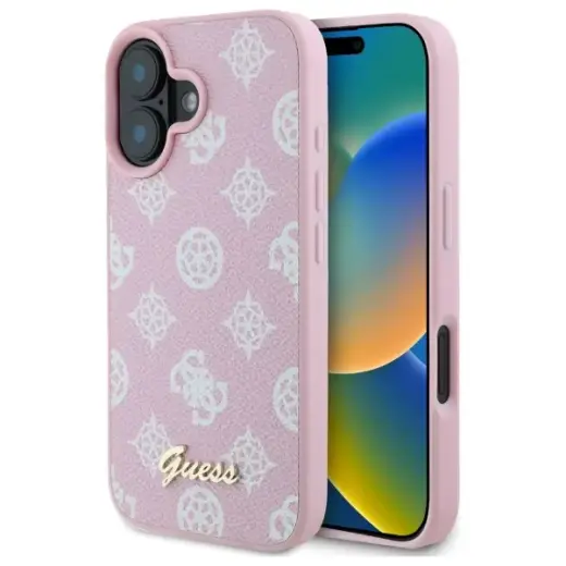 Guess GUHMP16SPGPYSP iPhone 16 6.1" różowy|pink hardcase Peony Script MagSafe