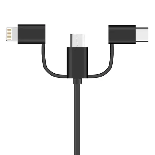 Fusion data cable 3 in 1 lightning | USB-C | micro USB 1m black 