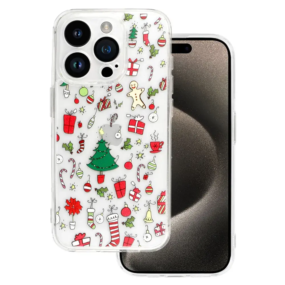 TEL PROTECT Christmas Clear Case for Iphone 15 Design 2