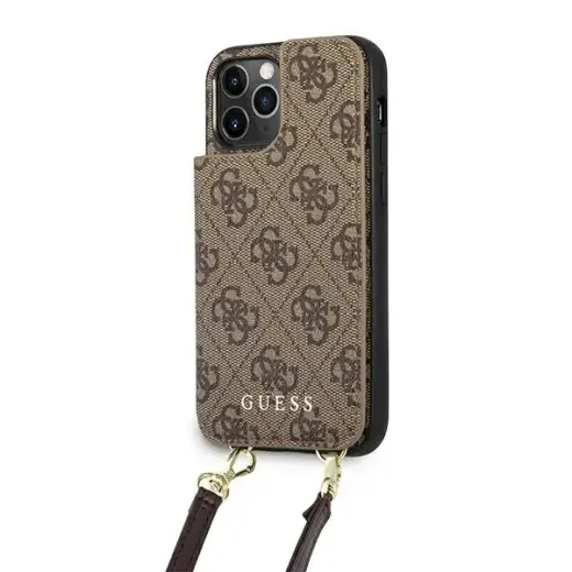 Guess GUHCP12LCB4GB iPhone 12 Pro Max 6,7" brązowy|brown hardcase 4G Crossbody Cardslot