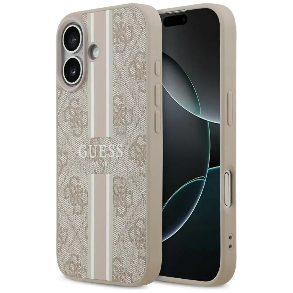 Case Guess 4G Printed Stripes MagSafe for iPhone 17 pink