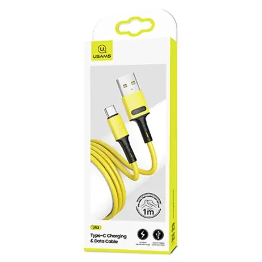USAMS U52 data transfer and charging cable | USB-A to USB-C | 10W | 1m | yellow