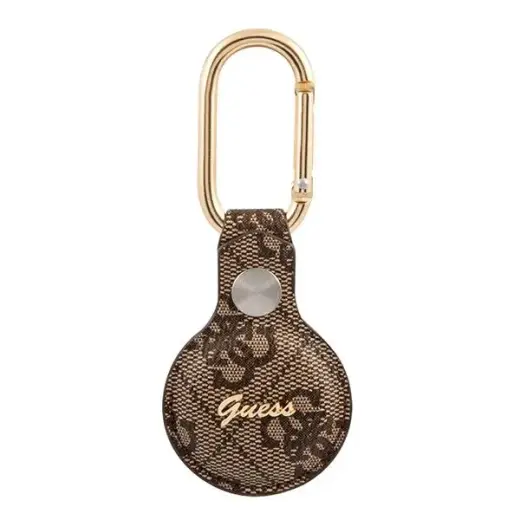 GUATP4GMSRW Guess PU 4G Script Dog Clip AirTag Case Brown