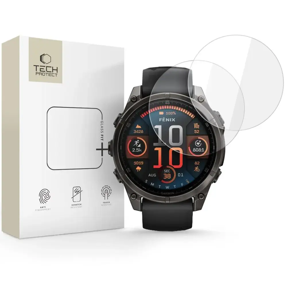 SZKŁO HARTOWANE TECH-PROTECT GLASS FIT+ 2-PACK GARMIN FENIX 8 (47 MM) CLEAR