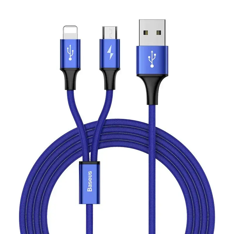 Baseus Rapid 2in1 USB cable Lightning | micro USB Cable with Nylon Braid 3A 1.2m blue (CAML-SU13)