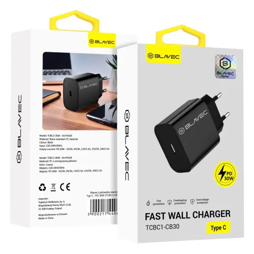 Blavec BC1 travel charger | 30W | PD | USB-C | black