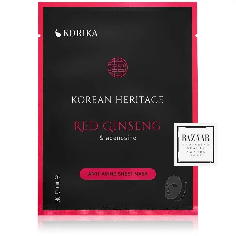 KORIKA Korean Heritage Red Ginseng & Adenosine Anti-aging Sheet Mask Anti-wrinkle Sheet Mask 25 G