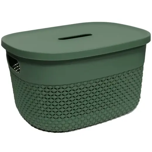 Basket with lid Deny 27x22x15cm, green