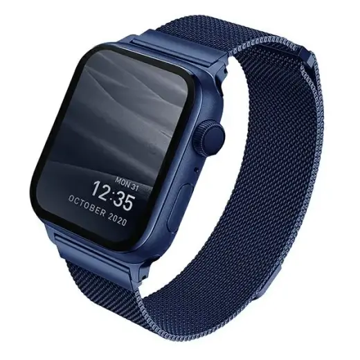 UNIQ Dante viedpulksteņa siksniņa priekš Apple Watch Series 4/5/6/7/8/SE/SE2 (38/40/41 mm) | nerūsējošs tērauds | zila