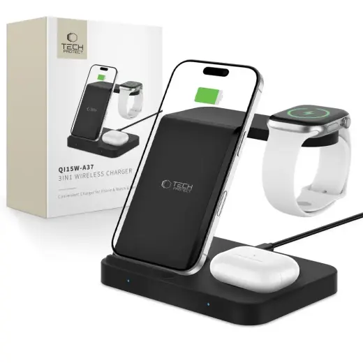 TECH-PROTECT QI15W-A37 wireless charger | 15W | Qi | USB-C | black