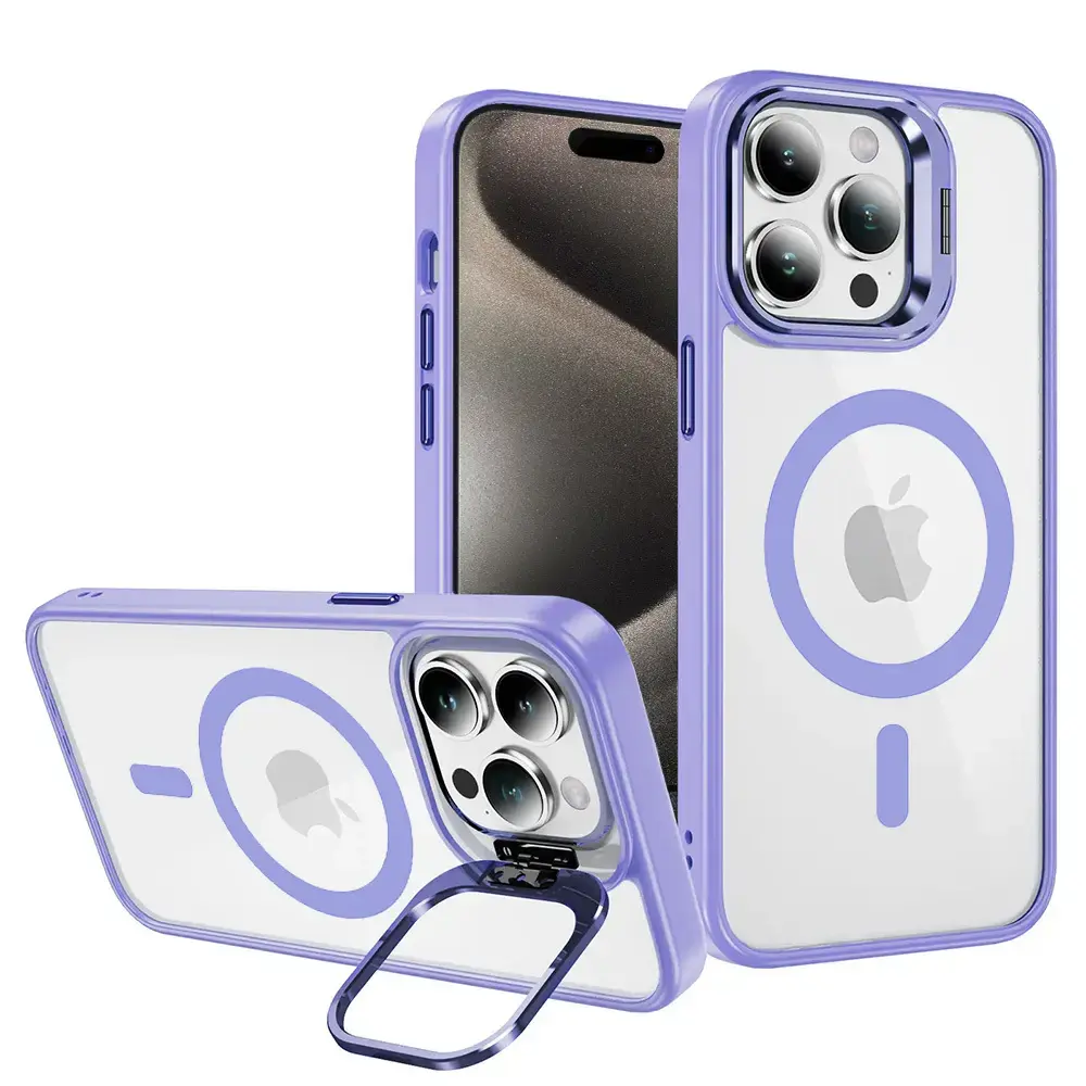 Tel Protect Kickstand Magsafe Case for Iphone 15 Plus light purple