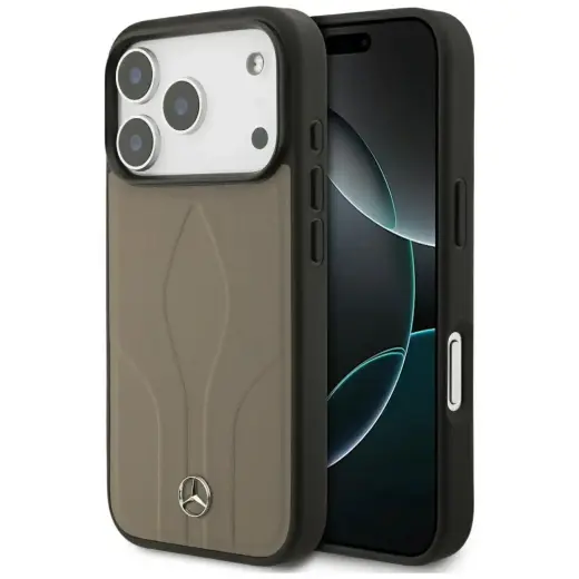 Mercedes Leather The Move maciņš ar MagSafe atbalstu telefonam iPhone 17 Pro taupe