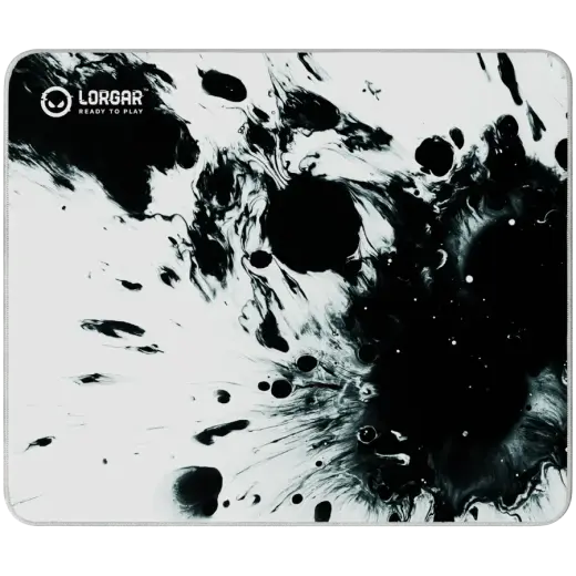 Full print white and black design, Bottom is black rubber with embossed LORGAR logo, with double side edge stitching