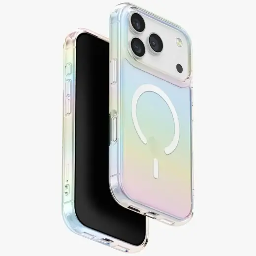 UNIQ Iridescia phone case with MagSafe support for iPhone 17 Pro chameleon color