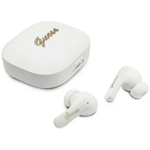 Earphone TWS Guess Script Metal Logo    white