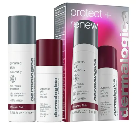 Protect + Renew Set Dermalogica: Dynamic Skin, Retinol, Anti-Wrinkle, Serum, For Face, 10 ml + Dynamic Skin, Retinol, Anti-Wrinkle, Serum, For Face, SPF 50, 15 ml