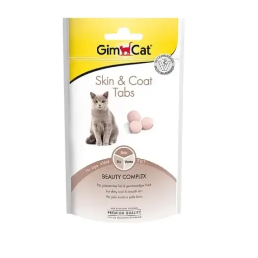 Vitaminizēta papildbarība kaķiem : GimCat Skin Coat Tabs 40 g.