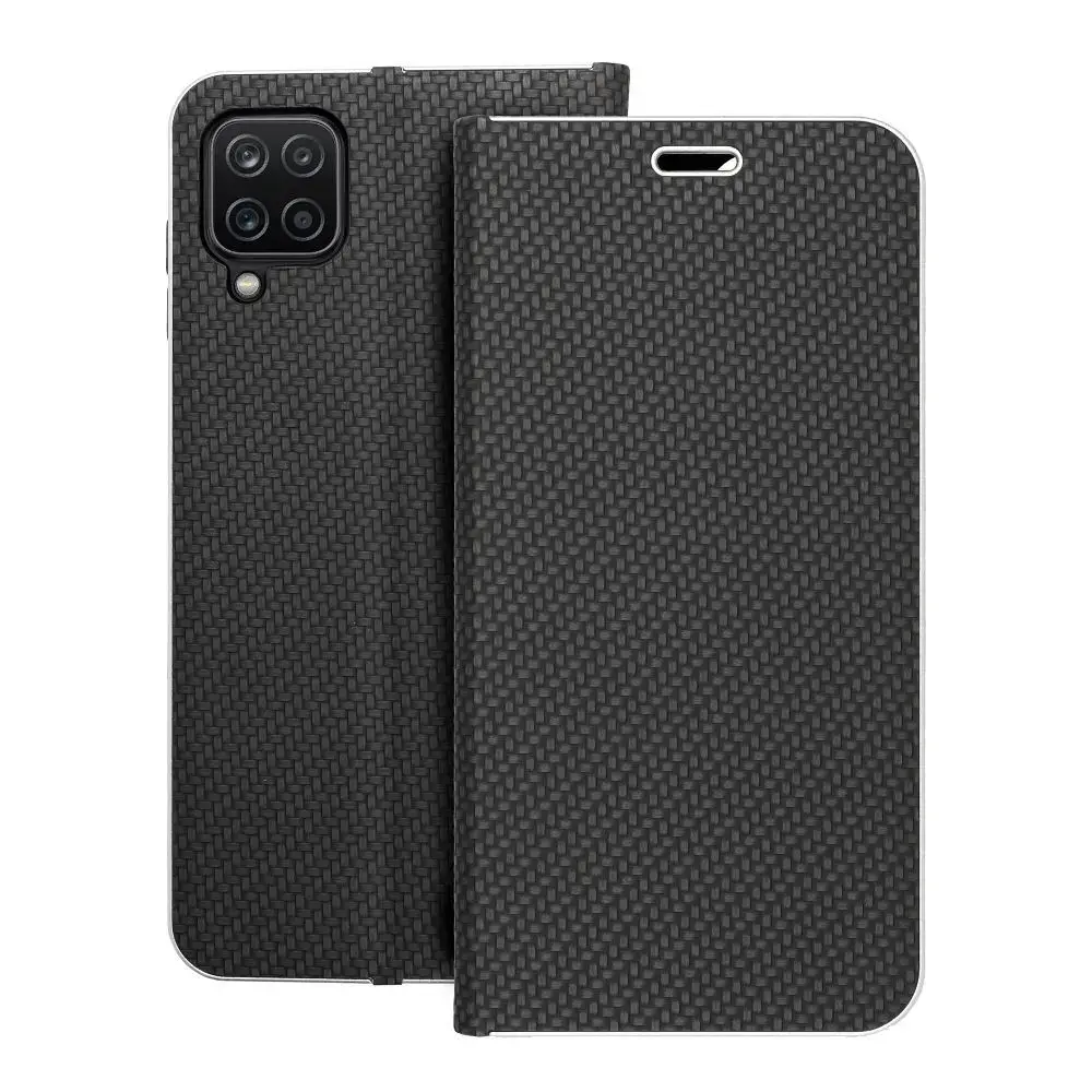 LUNA Carbon grāmatveida maciņš telefonam Samsung Galaxy A12 (A125) | M12 (M127) melns