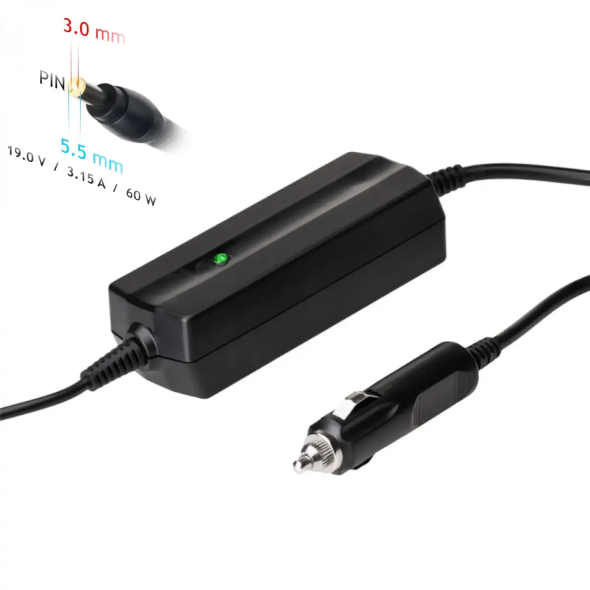 Car notebook power supply Akyga AK-ND-38 19V | 3.16A 60W 5.5 x 3.0 mm + pin SAMSUNG 1.2m