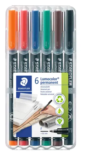 Noturīgais marķieris STAEDTLER kodoskopa plēvēm OHP 318F, 0.6mm, 6 krāsu komplekts