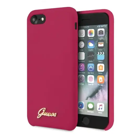 Guess GUHCI8LSLMGRE iPhone 7|8|SE 2020 | SE 2022 czerwony|burgundy hard case Silicone Vintage Gold Logo