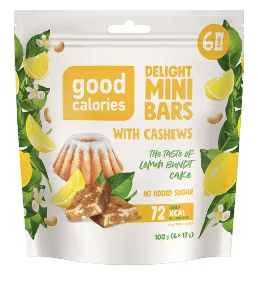 GOOD CALORIES Mini nut bars with Lemon Cake flavor, 102g